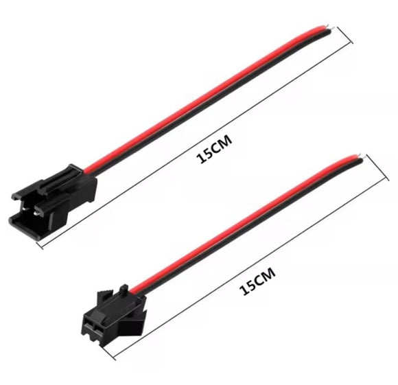 JST 2P Male+Female Connector Wire Set Black