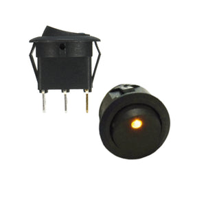 Rocker Switch 20A12VDC 3Pin Round ON/OFF Yellow LED SPST