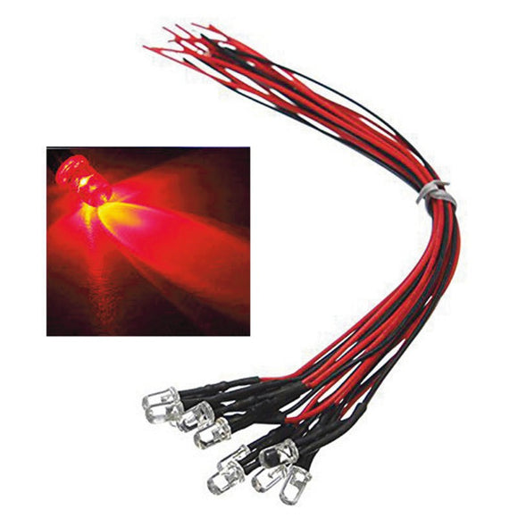LED 5mm 12V RED DC PRE-WIRED 1PC